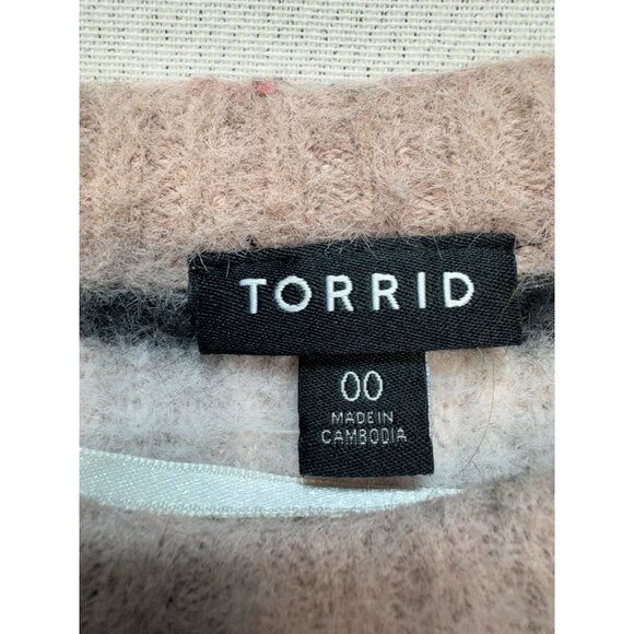 Torrid Womens Striped Cropped Sweater Multi-Color Size 00 Tan Cream Tones - Picture 2 of 12